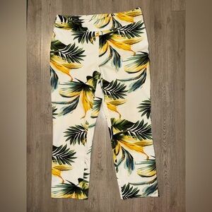 Chico's Tropical Print Ankle Pants - Yellow and Green
